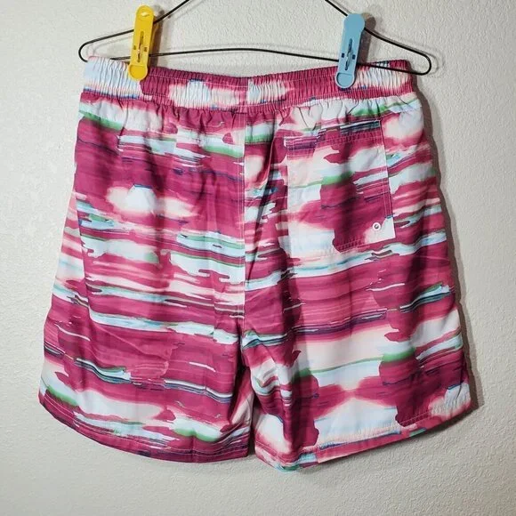 CSG Mens 2XL Swim Trunks Pink Multicolor  With Elastic Waistband & Drawstring - Picture 2 of 6